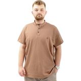 ModeXL Mode Xl Büyük Beden Erkek Tişört Düğmeli Hakim Yaka T-Shirt U24339 Sütlü Kahve - 3XL