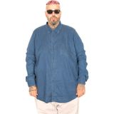 ModeXL Mode XL Büyük Beden Erkek Uzun Kol Kot Gömlek Lacivert U24391
