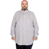 ModeXL Mode Xl Büyük Beden Erkek Uzun Kollu Keten Cepli Gömlek 20386 Gri - 6XL