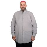 ModeXL Mode XL Büyük Beden Erkek Uzun Kollu Keten Gömlek 20396 GRİ