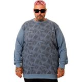 ModeXL Mode Xl Erkek Bisiklet Yaka Mavi Sweatshirt Uzun Kol Günlük Tarz U25819 - 4XL
