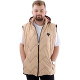 ModeXL Mode Xl Erkek Büyük Beden Kapitone Kalın Yelek Cepli Kapüşonlu U24701 Bej - 3XL