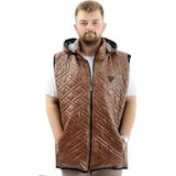 ModeXL Mode Xl Erkek Büyük Beden Kapitone Kalın Yelek Cepli Kapüşonlu U24701 Kahverengi - 4XL