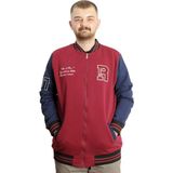 ModeXL Mode Xl Erkek Kolej Mont 2023 Sonbahar - Kış Bordo Renk Oversize Kesim Fermuarlı Ceket - 3XL