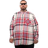 ModeXL Mode Xl Kırmızı Ekose-Kareli Büyük Beden Erkek Oduncu Gömlek Uzun Kol Günlük Stil Bol Kesim - 4XL