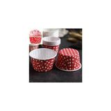 Modger 10 Adet Kırmızı Puantiyeli Pet Kapsül Muffin Kek Kalıbı 6,7 x 4 cm x 5 cm Gıda ile Temas Güvenli