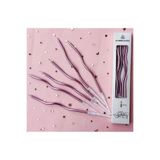 MODGER 6 Adet Lila Renkli Spiral Kıvrımlı Pembe Pasta Mumu Parlak Pembe Doğum Günü Pasta Mumu