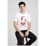 Modi Erkek Atatürk Baskılı Tişört Kısa Kollu Bisiklet Yaka T-Shirt Beyaz - XL