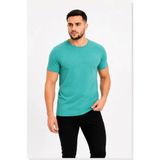 Modi Erkek Basic Tişört Bisiklet Yaka Kısa Kol Günlük Yazlık Slim Fit T-Shirt Su Yeşili - XL