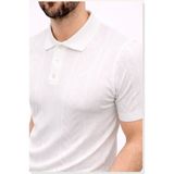 Modi Erkek Yazlık Triko Tişört Kısa Kol Polo Yaka Düğmeli T-Shirt Beyaz - XL