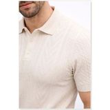 Modi Erkek Yazlık Triko Tişört Kısa Kol Polo Yaka Düğmeli T-Shirt Krem - XL