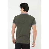 Modi Green Baskı Detaylı Erkek Fit Duruş Grafik Haki Yeşil Slim Fit Pamuklu Tişört