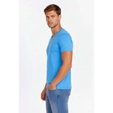 Modi Green Erkek Açık Mavi V Yaka Slim Fit Dar Kesim Likralı Günlük Basic Body Tişört
