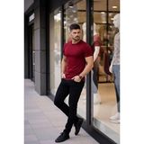 Modi Green Erkek Bordo Bisiklet Yaka Slim Fit Dar Kesim Likralı Günlük Basic Body Tişört