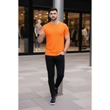 Modi Green Erkek Turuncu Bisiklet Yaka Slim Fit Dar Kesim Likralı Günlük Basic Body Tişört - XL