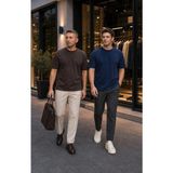 Modi Green Premium Oysho 2'li Unisex Regular Oversize Sıfır Yaka Kısa Kollu Tişört - Kahverengi - Lacivert - XL