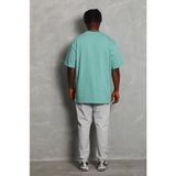 Modi Green Unisex Salaş Stil Mint Yeşili Oversize Düz Bisiklet Yaka Tişört - XL
