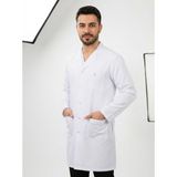 Modi Klasik Yaka Uzun Kollu Erkek Önlük Çıtçıtlı Cepli Iş Doktor Laborant Hemşire - Beyaz - 2XL