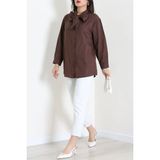 Modi Kravat Yaka Oversize Poplin Tunik Kahve - 44063.255. - Standart - 0 - Siyah