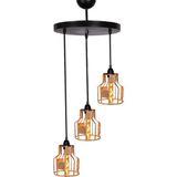 Modi Lighting 3'lü Bakır Düz Kafes Halatlı Sarkıt Avize Mod-Av- 4407-3CD - Renkli