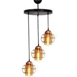 Modi Lighting 3'lü Bakır Kafes Bal Camli Sarkıt Avize Mod-Av- 4407-4CC - Renkli