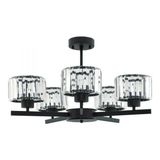 Modi Lighting 5’li Venus Siyah Kristal Taşlı Modern Avize - Renkli