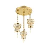 Modi Lighting Alfa 3’lü Kristalli Gold Yuvarlak Avize 70X45CM - Renkli