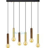 Modi Lighting Pipe Altılı Metal Ahşap Siyah Eskitme Sarkıt Avize MOD-AV-4468-6PMA
