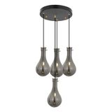 Modi Lighting Siyah Füme Camlı 4'lü Avize MOD-4459-4F