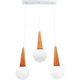 Modi Lighting Üçlü Beyaz Ahşap Krom Avize MOD-AV-4431-3BBY - Renkli