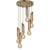 Modi Lighting Yan Kesitli Altılı Eskitme Ahşap Avize MOD-AV-4468-6ES