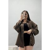 Modi Tek Cepli Gabardin Oversize Ceket Kahve - 36571.2137. - 000-Siyah