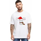 Modi Yılbaşı Noel Ren Geyiği Baskılı Kısa Kollu Oversize Bisiklet Yaka T-Shirt - Beyaz - 0 Beyaz