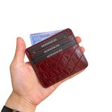 Modica® Ariza - Hakiki Deri Kroko Desen Slim Kartlık | Minimalist Erkek Kartlık Cüzdan | İnce Unisex Kartlık Cüzdan | Kolay Taşınabilir Kompakt Kartlık | Üst Düzey Detay İşçilik (Bordo)