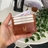 Modica Ducal - Hakiki Deri Ultra İnce Kartlık, Minimalist Kredi Kartı Kılıfı, Slim Kart Koruyucu, Ön Cep Cüzdanı (Taba)