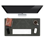 Modica® Hobart - Hakiki Deri Masa Matı | Deri Oyuncu Mouse Pad | Yazı Masası Altlığı 75x34 Cm (Gri)
