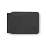 Modica Larga - Hakiki Deri Natürel Para Klipsi İnce Minimalist Bifold Cüzdan (Siyah)