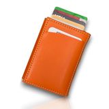 Modica® Laura - Teknolojik Vegan Deri RFID Korumalı Otomatik Pop-Up Mekanizmalı Modern İnce Tasarım Kompakt Kartlık/Cüzdan, Anti Theft Cüzdan (Turuncu)