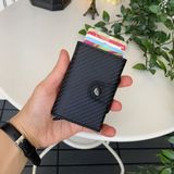 Modica Medusa - Karbon Fiber Deri Mekanizmalı Akıllı Cüzdan | Fermuarlı Bozuk Para Bölmeli Rfid Engelleyici Kartlık - 000-Siyah