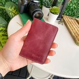 Modica Sovana – Deri Natural İnce Minimalist Tasarım Slim Unisex Cüzdan, Kompakt Kartlık, Kolay Taşınabilir (Bordo)