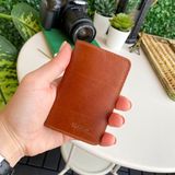 Modica Sovana – Deri Natural İnce Minimalist Tasarım Slim Unisex Cüzdan, Kompakt Kartlık, Kolay Taşınabilir (Taba)