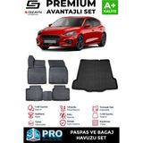 Modifiyecim Ford Focus 4 Sedan 3D Pro Havuzlu Paspas ve Bagaj Havuzu Seti (2'li Set) Tamir Kitli 2019 Üzeri A+ Kalite 3SET-SDZ005 - Siyah