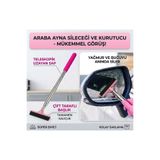 Modifiyum Mini Uçlu Teleskopik Araba Cam Ayna Silecek Çekçek Pratik Teleskobik Cam Silici Pembe