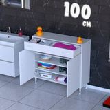 modilayn 1 Çekmece, Kapaklı ve 2 Raflı, Çok Amaçlı Banyo & Mutfak Dolabı (14 Farklı Genişlik Seçeneği) - 100 cm - Beyaz