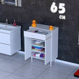 modilayn 1 Çekmece, Kapaklı ve 2 Raflı, Çok Amaçlı Banyo & Mutfak Dolabı (14 Farklı Genişlik Seçeneği) - 65 cm - Beyaz