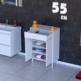 modilayn 1 Çekmece, Kapaklı ve 3 Raflı, Çok Amaçlı Banyo & Mutfak Dolabı (14 Farklı Genişlik Seçeneği) - 55 cm - Beyaz