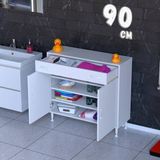 modilayn 1 Çekmece, Kapaklı ve 3 Raflı, Çok Amaçlı Banyo & Mutfak Dolabı (14 Farklı Genişlik Seçeneği) - 90 cm - Beyaz