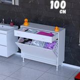 modilayn 1 Çekmece, Kirli Sepetli, Çok Amaçlı Banyo & Mutfak Dolabı (14 Farklı Genişlik Seçeneği) - 100 cm - Beyaz
