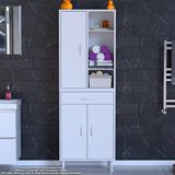 Modilayn 3 Kapaklı Tek Çekmeceli Raflı Banyo Dolabı Çok Amaçlı Dolap - Beyaz