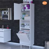 Modilayn 45 x 160 cm Sepetli Kirli Çamaşır Dolabı Banyo Dolabı Raflı Mutfak Dolabı Çok Amaçlı Dolap